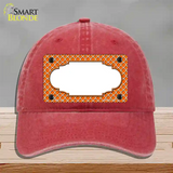 Orange White Quatrefoil Center Scallop Novelty License Plate Hat Unconstructed Cotton / Red