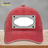 Grey White Quatrefoil Center Scallop Novelty License Plate Hat Unconstructed Cotton / Red