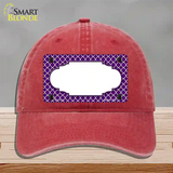 Purple White Quatrefoil Center Scallop Novelty License Plate Hat Unconstructed Cotton / Red