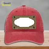 Brown White Quatrefoil Center Scallop Novelty License Plate Hat Unconstructed Cotton / Red