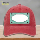 Mint White Quatrefoil Center Scallop Novelty License Plate Hat Unconstructed Cotton / Red