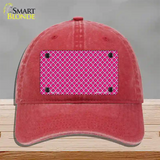 Pink White Quatrefoil Novelty License Plate Hat Unconstructed Cotton / Red
