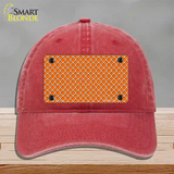 Orange White Quatrefoil Novelty License Plate Hat Unconstructed Cotton / Red