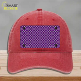 Purple White Quatrefoil Novelty License Plate Hat Unconstructed Cotton / Red