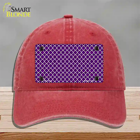 Purple White Quatrefoil Novelty License Plate Hat Unconstructed Cotton / Red