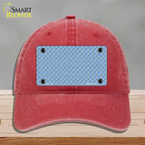 Light Blue White Quatrefoil Novelty License Plate Hat Unconstructed Cotton / Red