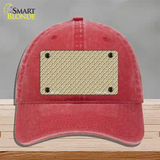 Gold White Quatrefoil Novelty License Plate Hat Unconstructed Cotton / Red