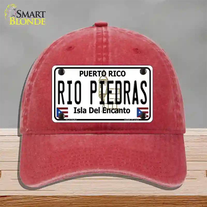 Rio Piedra Puerto Rico Novelty License Plate Hat Unconstructed Cotton / Red