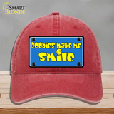 Boobies Make Me Smile Blue Novelty License Plate Hat Unconstructed Cotton / Red