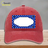 Scallop Blue White Polka Dot Novelty License Plate Hat Unconstructed Cotton / Red