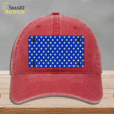 Blue Polka Dot Novelty License Plate Hat Unconstructed Cotton / Red