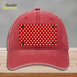 Red Polka Dot Novelty License Plate Hat Unconstructed Cotton / Red