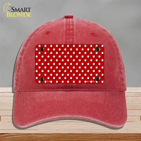 Red Polka Dot Novelty License Plate Hat Unconstructed Cotton / Red