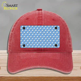 Light Blue Polka Dot Novelty License Plate Hat Unconstructed Cotton / Red