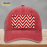 Red White Large Chevron Novelty License Plate Hat Unconstructed Cotton / Red