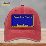Pennsylvania Blue State Blank Novelty License Plate Hat Unconstructed Cotton / Red