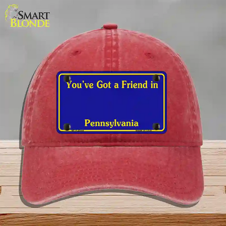 Pennsylvania Blue State Blank Novelty License Plate Hat Unconstructed Cotton / Red