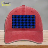 Blue Black Houndstooth Novelty License Plate Hat Unconstructed Cotton / Red