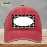 Grey Black Houndstooth Scallop Center Novelty License Plate Hat Unconstructed Cotton / Red