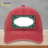 Mint Black Houndstooth Scallop Center Novelty License Plate Hat Unconstructed Cotton / Red
