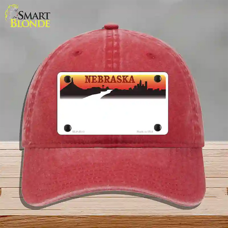 Nebraska Amber State Blank Novelty License Plate Hat Unconstructed Cotton / Red