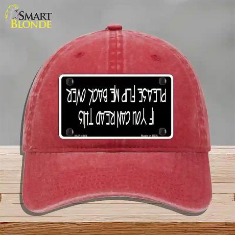 Flip Me Over Metal Novelty License Plate Hat Unconstructed Cotton / Red