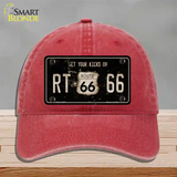 Route 66 Get Your Kicks Novelty License Plate Hat Unconstructed Cotton / Red