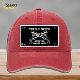 The BS Stops Novelty License Plate Hat Unconstructed Cotton / Red
