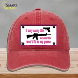 I Carry This Gun Novelty License Plate Hat Unconstructed Cotton / Red