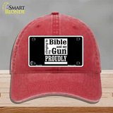 My Bible And My Gun Novelty License Plate Hat Unconstructed Cotton / Red