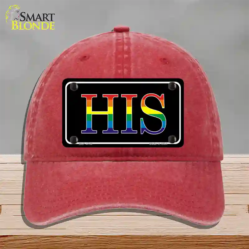 His Rainbow Novelty License Plate Hat Unconstructed Cotton Red