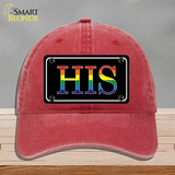 His Rainbow Novelty License Plate Hat Unconstructed Cotton Red