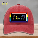 1 In 10 Novelty License Plate Hat Unconstructed Cotton / Red