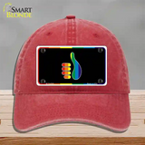 Thumbs Up Novelty License Plate Hat Unconstructed Cotton Red