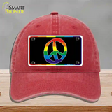 Peace Sign Novelty License Plate Hat Unconstructed Cotton Red