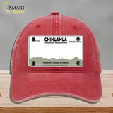 Chihuahua Mexico Novelty License Plate Hat Unconstructed Cotton / Red