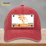 Chiapas Mexico Novelty License Plate Hat Unconstructed Cotton / Red