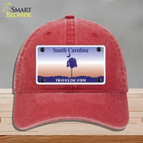 South Carolina Blank Novelty License Plate Hat Unconstructed Cotton / Red