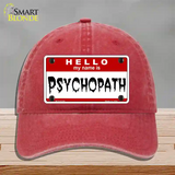 Psychopath Novelty License Plate Hat Unconstructed Cotton / Red