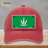 Marijuana Leaf Novelty License Plate Hat Unconstructed Cotton / Red