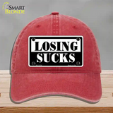 Losing Sucks Novelty License Plate Hat Unconstructed Cotton / Red