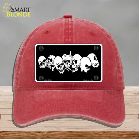 Skulls Novelty License Plate Hat Unconstructed Cotton / Red