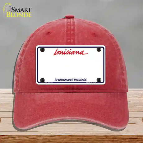 Louisiana Sportsman Blank Plate Novelty License Plate Hat Unconstructed Cotton / Red