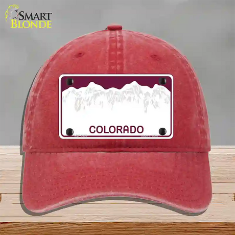 Colorado State Blank Novelty License Plate Hat Unconstructed Cotton / Red