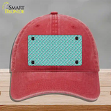 Tiffany Blue White Quatrefoil Novelty License Plate Hat Unconstructed Cotton / Red