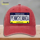 Pennsylvania State Novelty License Plate Hat Unconstructed Cotton / Red