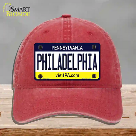 Philadelphia Pennsylvania State Novelty License Plate Hat Unconstructed Cotton / Red