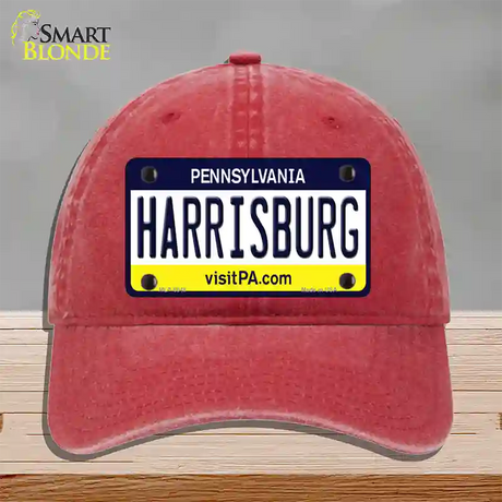 Harrisburg Pennsylvania State Novelty License Plate Hat Unconstructed Cotton / Red
