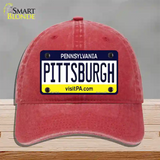Pittsburgh Pennsylvania State Novelty License Plate Hat Unconstructed Cotton / Red