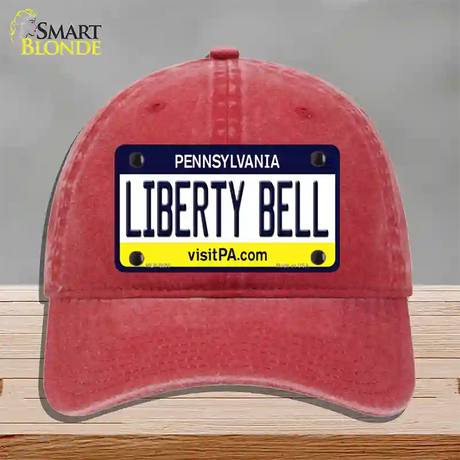 Liberty Bell Pennsylvania State Novelty License Plate Hat Unconstructed Cotton / Red